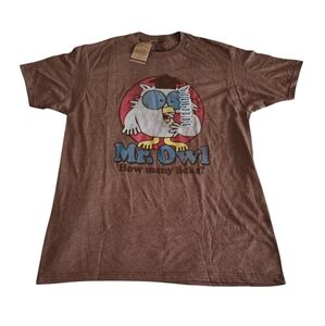 NWT TeeLuv Medium Brown Shirt Sleeve Mr. Owl Tootsie Pop T-Shirt